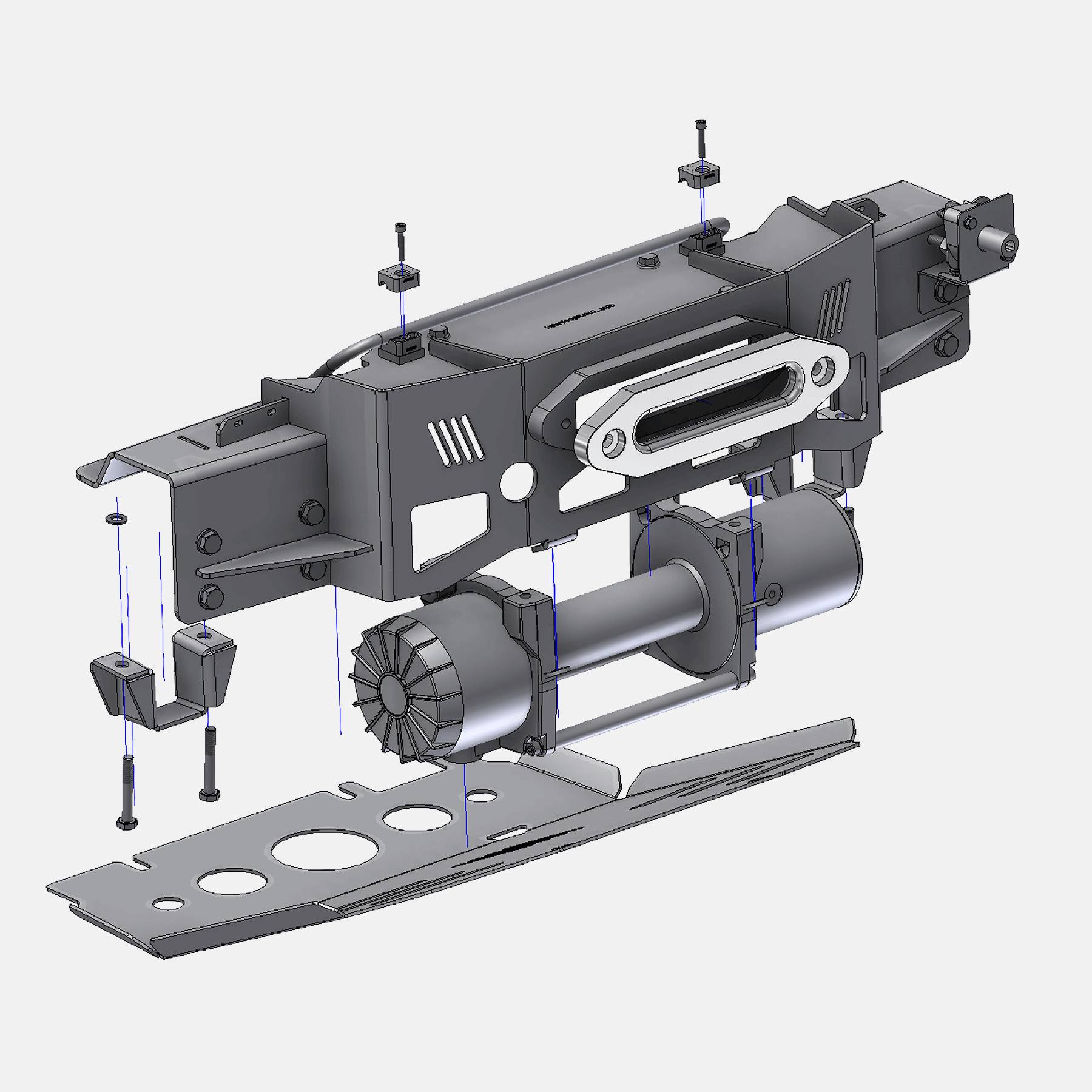 Alpha winch system for Ford Ranger T6 4.3 tons built between 2012 and 2015