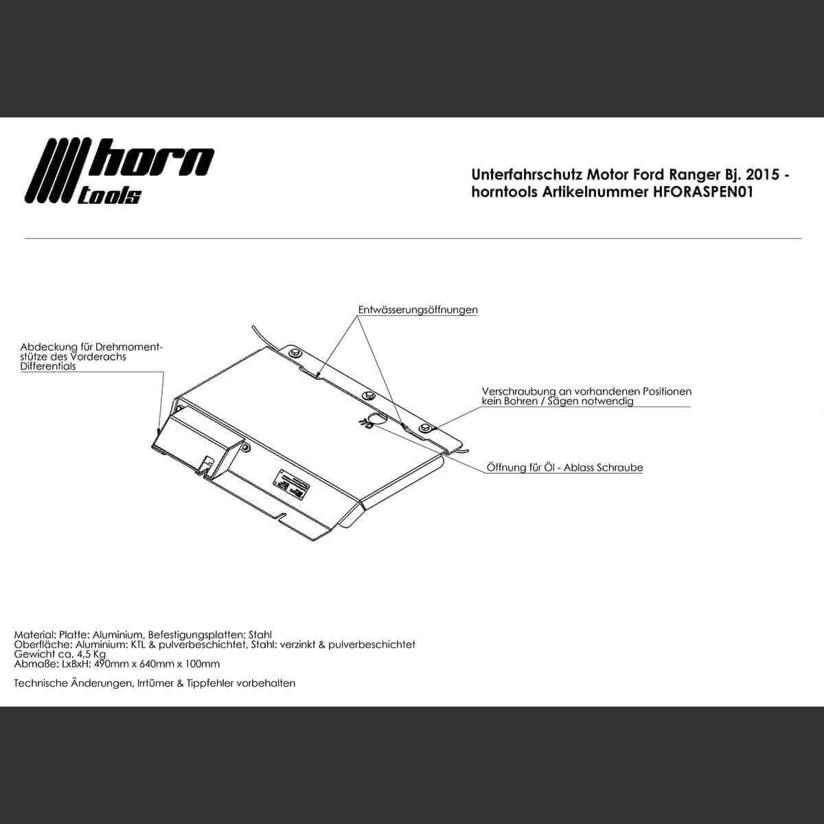 Protection moteur pour Ford Ranger T6 & T7 (année 2011 - 2022)