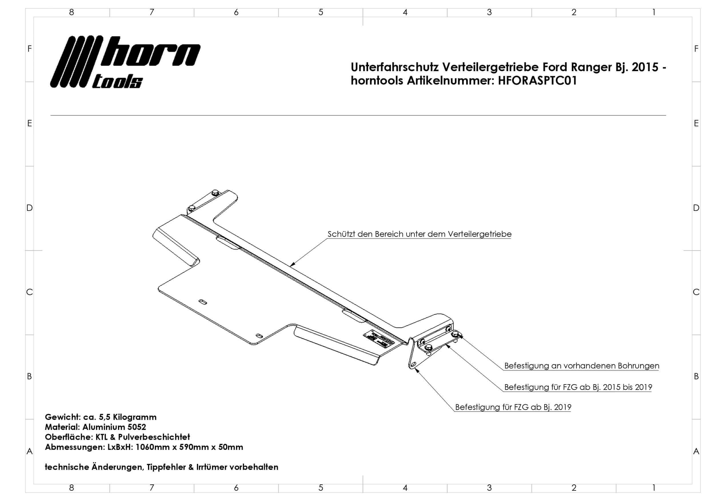 Kit de protection anti-encastrement Ford Ranger année 2019 - 2022 6pcs.