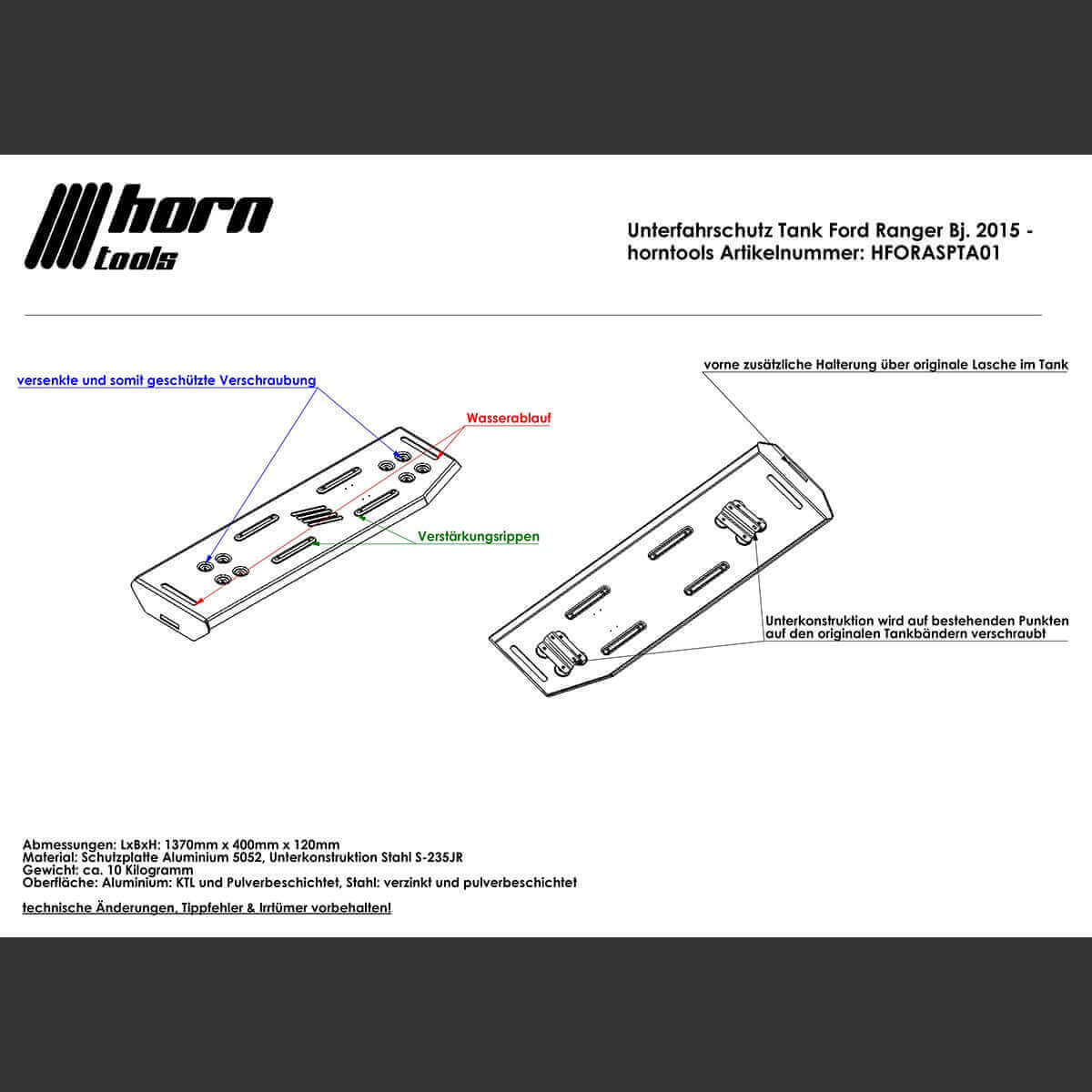 Kit de protection anti-encastrement Ford Ranger année 2019 - 2022 6pcs.