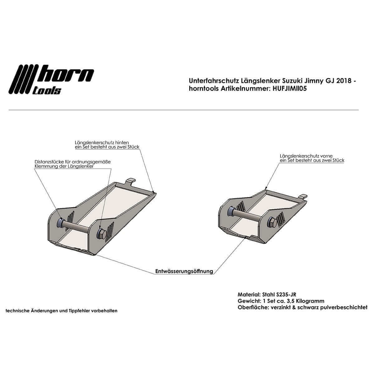 Protection anti-encastrement Réception des bras longitudinaux pour Suzuki Jimny GJ/HJ